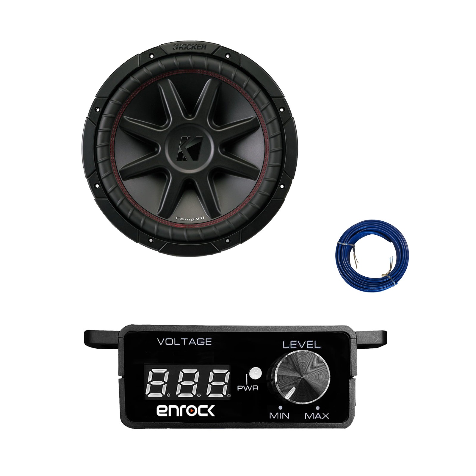 Kicker 15″ 1000 Watt 2-Ohm DVC Car Audio Subwoofer, Bass Knob with Wire