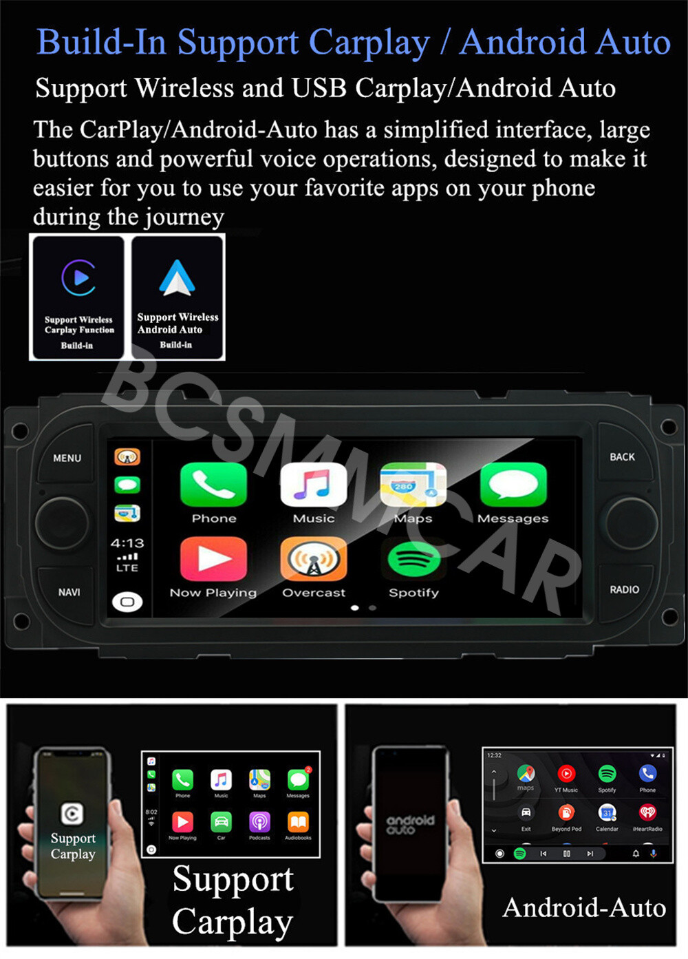 6.8in Radio Multimedia Player BT Mirror Link Cam Fit For Jeep Wrangler 2003-2006