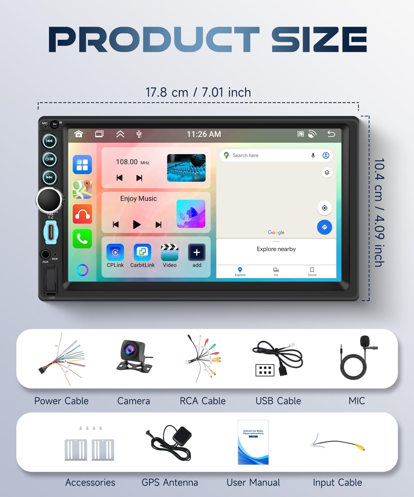 4GB+64GB Double DIN Car Stereo 8(4+4) CORE Android 13.0 Head Unit, Wireless