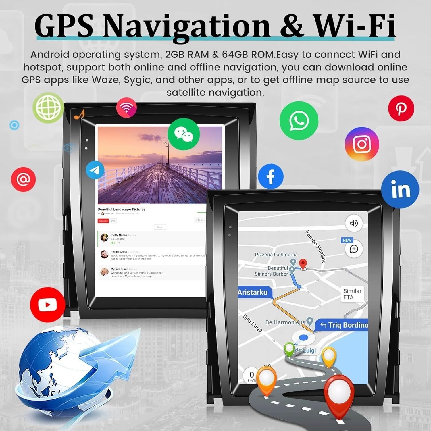 USED 9.7” Car Radio GPS Android Carplay 2+32GB For Cadillac Escalade 07-14