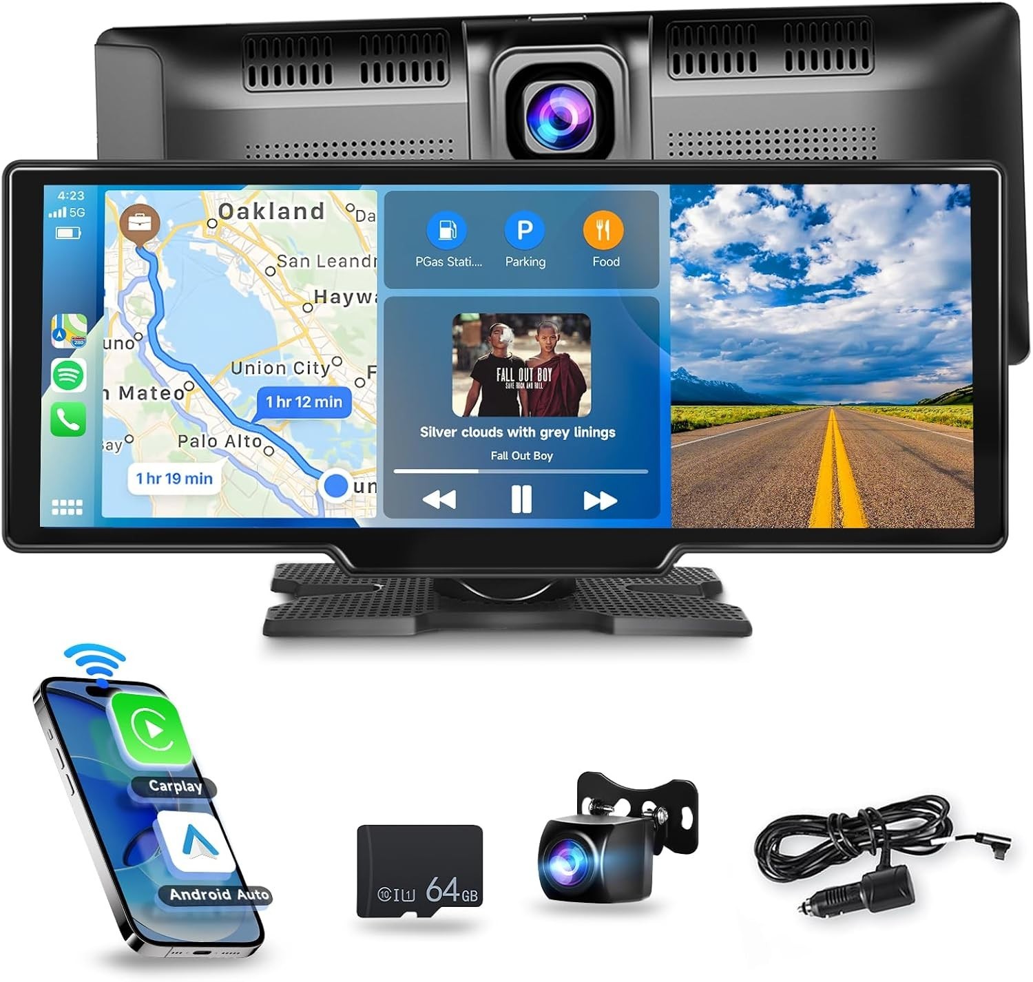 Touchscreen Car Radio, Bluetooth FM Transmitter, 2.5K Camera