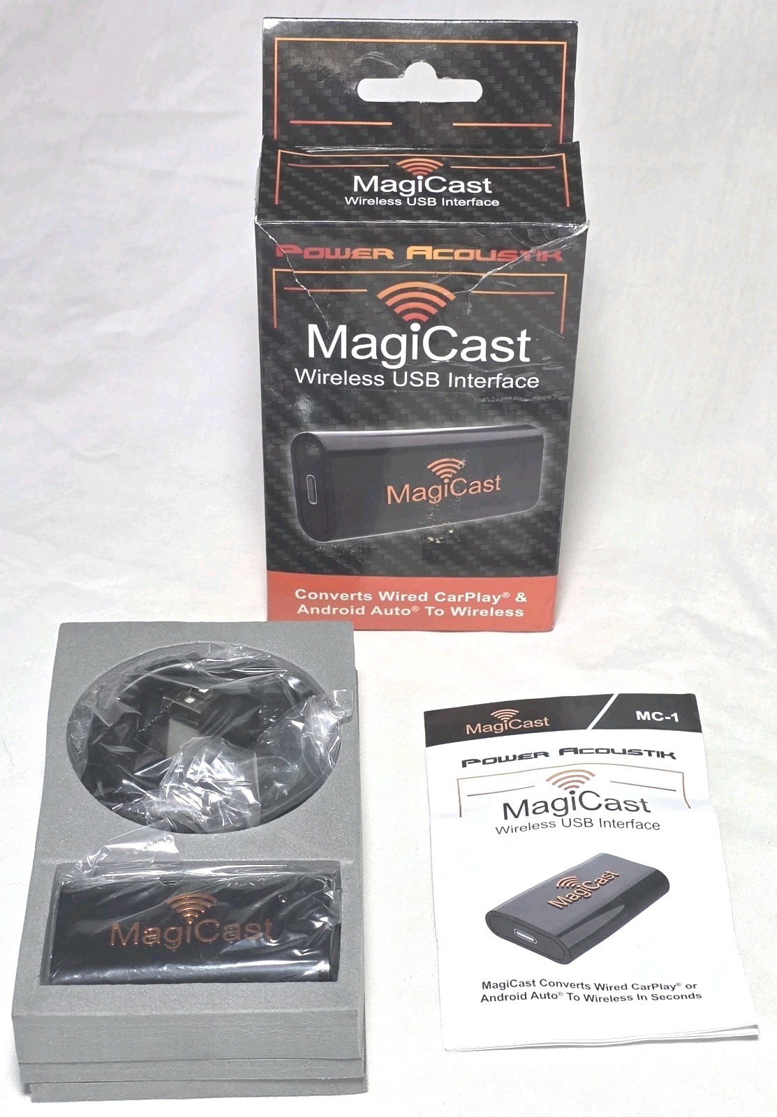 Power Acoustik MagiCast MC-1 Wireless CarPlay / Android Auto USB Interface NEW