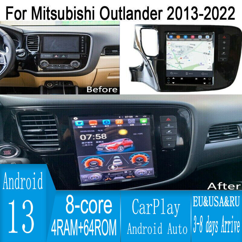 10.4″ Android Navigation Car Gps Tesla Style For Mitsubishi Outlander 13~20