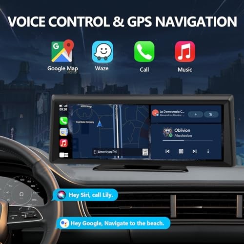 Wireless CarPlay Screen with 2K Dash Cam, 8.1″ Portable 8.1 Inch CarPlay