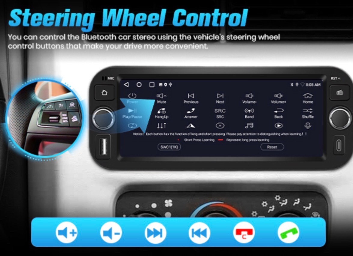 Car Stereo for Jeep Wrangler 2003-2006 Dodge RAM2002-2005 GPS 2+64GB AndroidAuto
