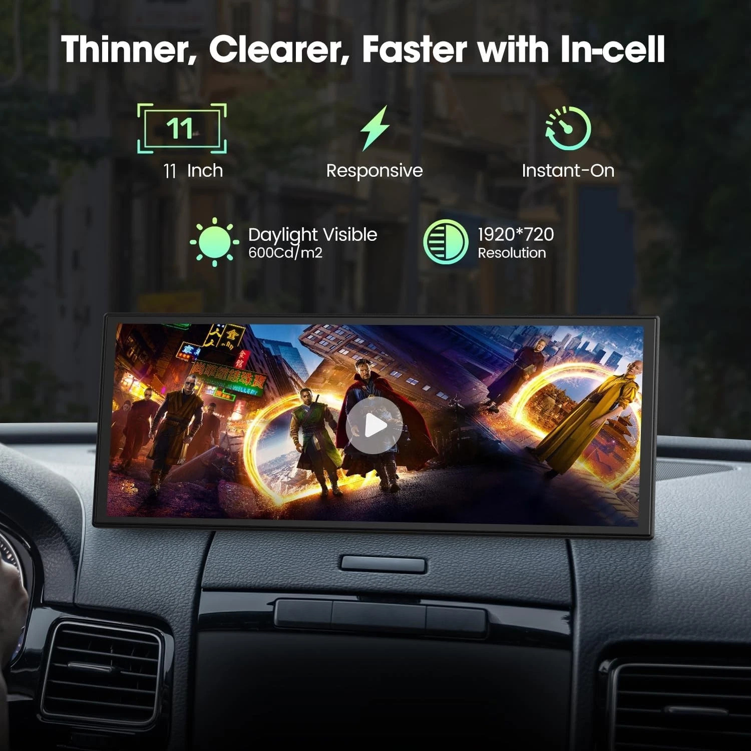11″ Carplay Screen Wireless AI Video BOX with Net-Flix YouTube +Rear Camera