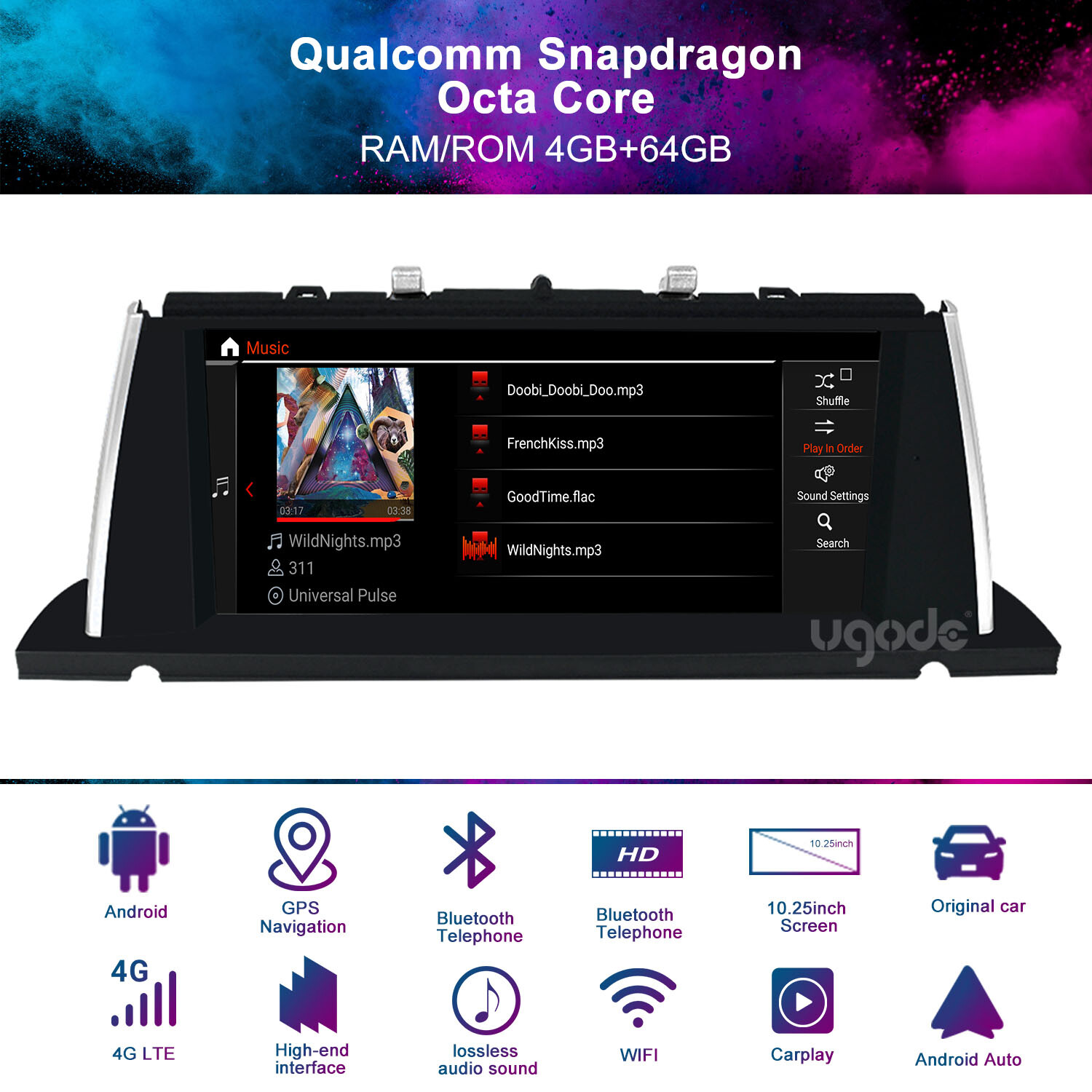 Ugode 10.25inch Android Screen Upgrade CarPlay GPS BMW 5 Series GT F07 NBT