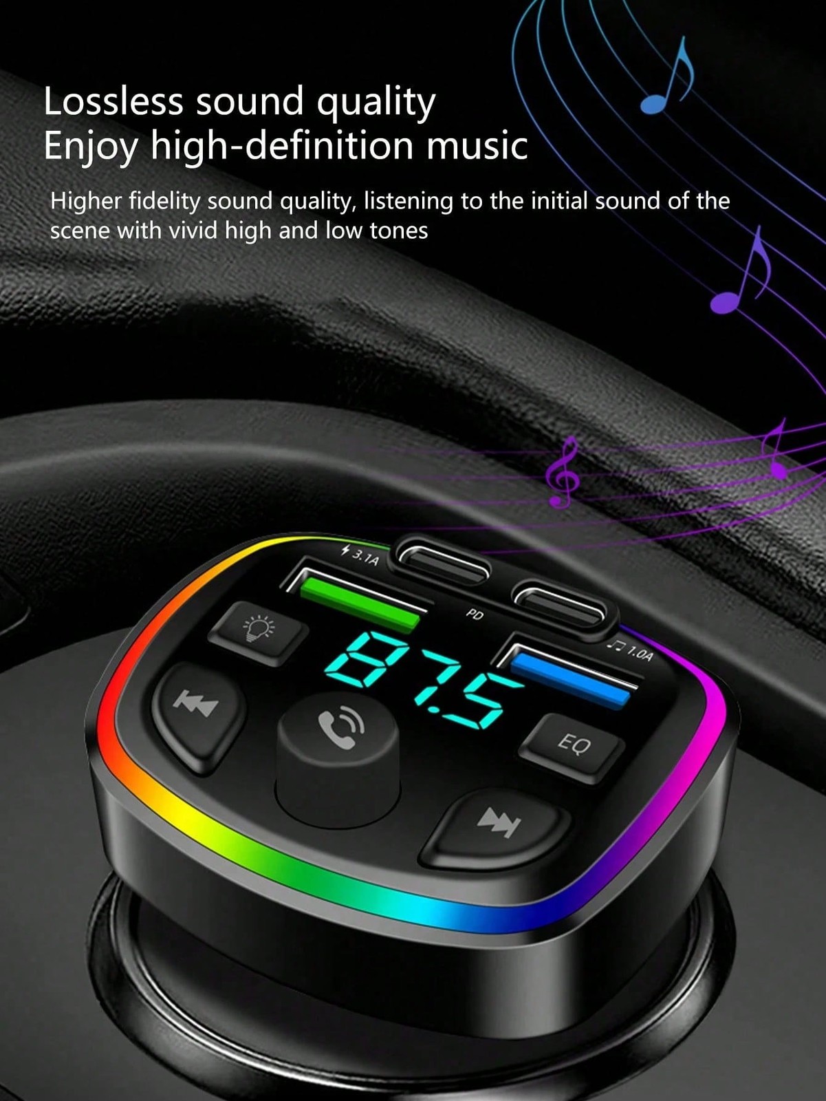 Bluetooth 5.0 FM Transmitter Car MP3 Player QC3.0 Dual USB Fast Charging Audio
