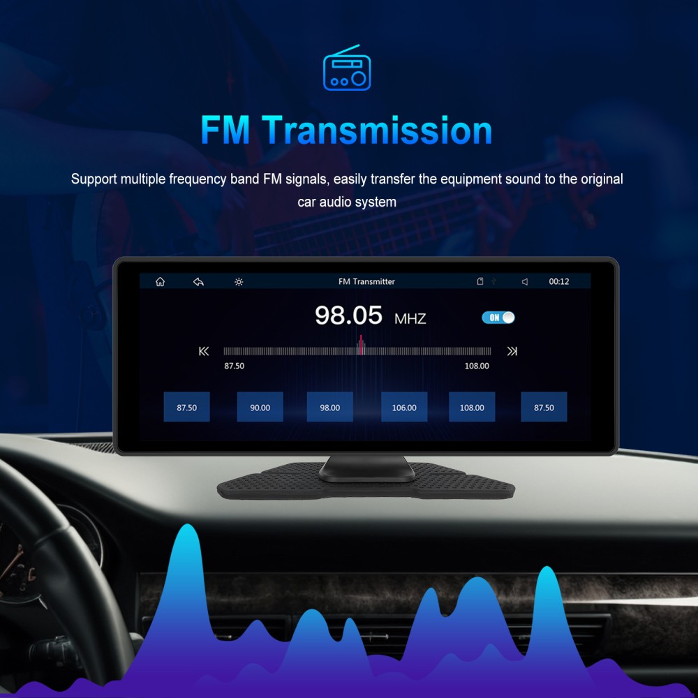 10.26″ Touch Screen Wireless Apple Carplay Portable Car Stereo Android Auto Cam