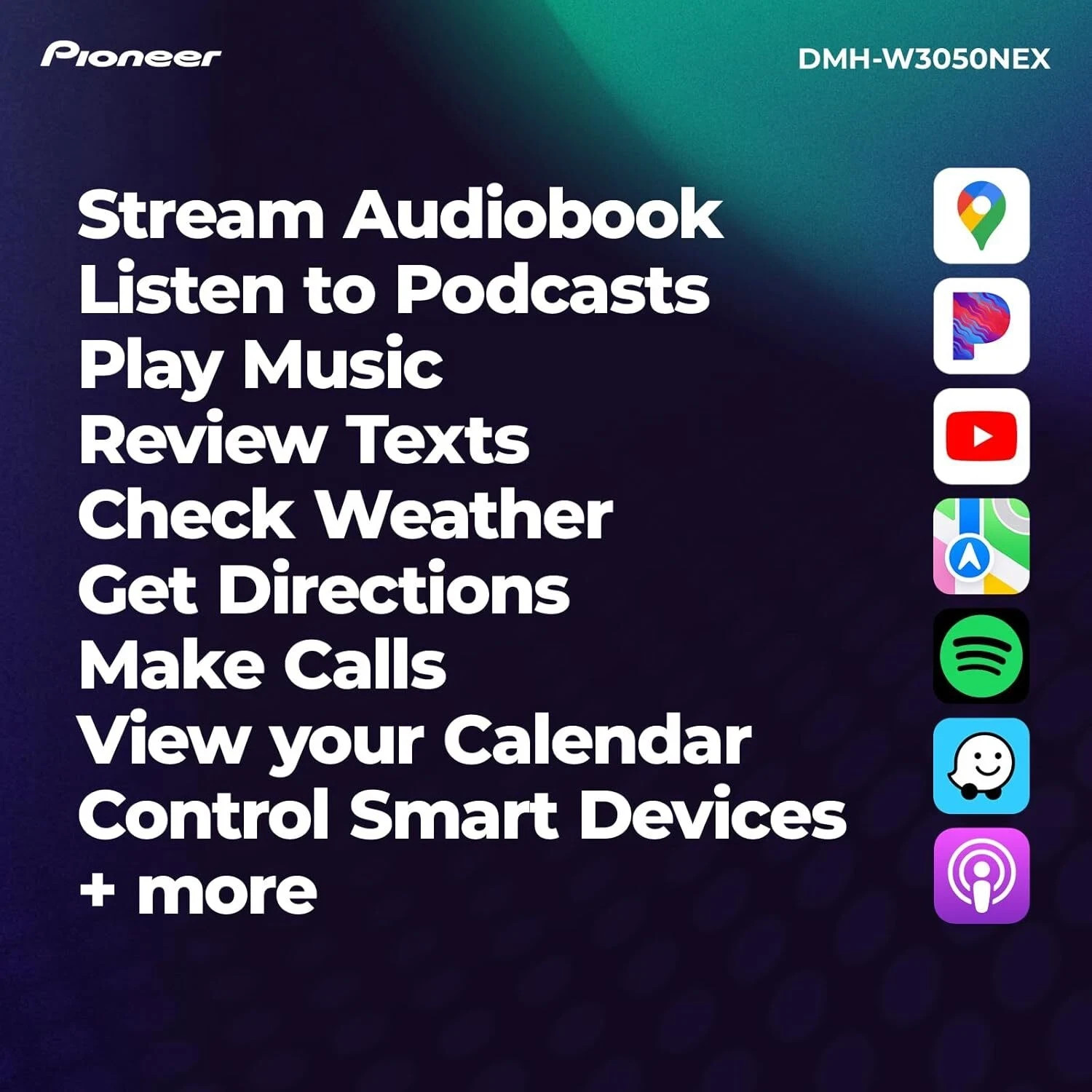 Pioneer DMH-W3050NEX Car Stereo Receiver + Kicker Speakers + Kicker Amp Package
