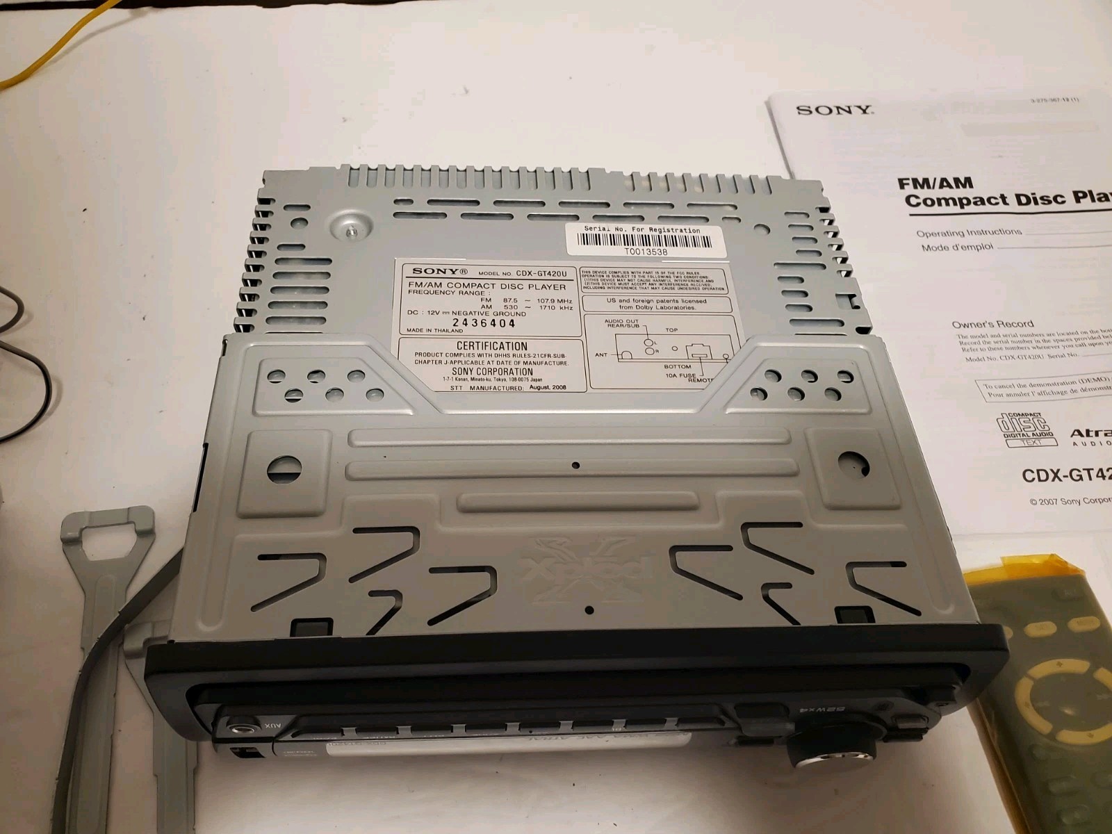 SONY CDX-GT420U – New Open Box (Missing Box)