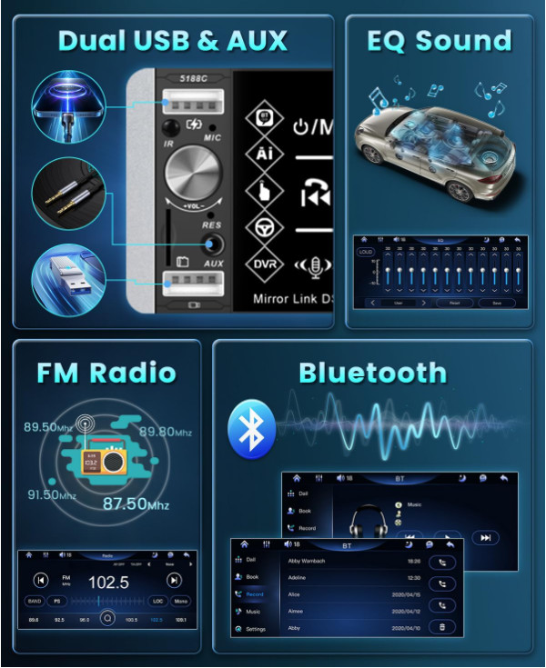 Estereo De Pantalla con Bluetooth Para Coche Carro Auto MP5 Player RCA/AUX/USB/T