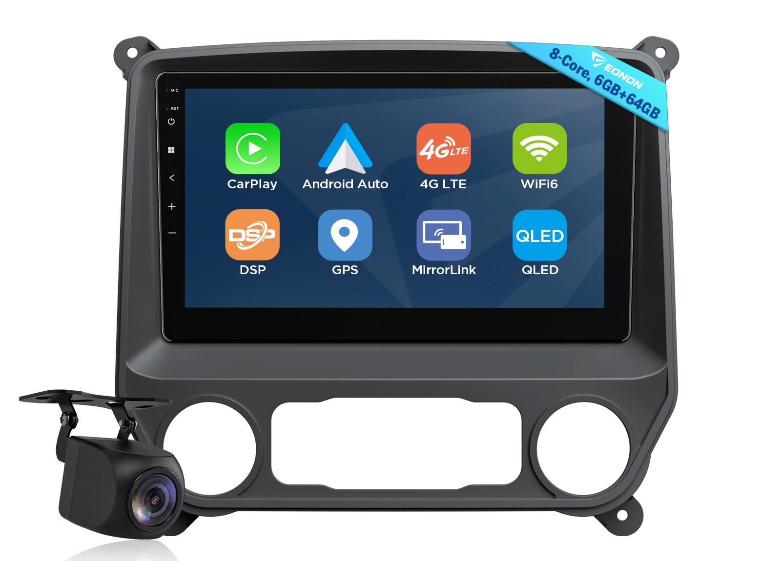 GMSX6S2 QLED 6+64 10.1″Android Car Stereo GPS for Chevy Silverado Sierra 2014-18