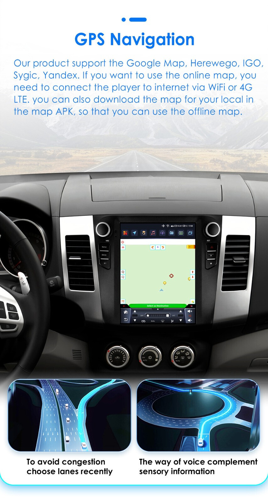 NEW 9.7” Car Stereo Radio Auto Android Carplay 2+32GB For 2006-2012 Outlander