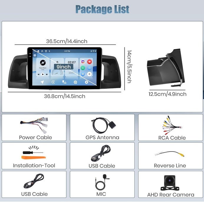 Toyota Corolla EX Radio 4G+128G 2005 -2012 Android 15 Apple CarPlay