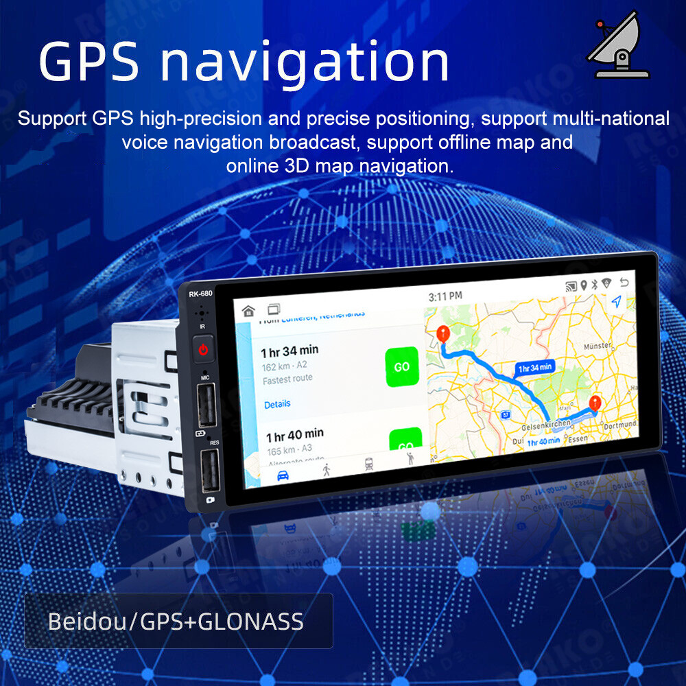 Android 12 Single 1 Din 6.9″ Bluetooth GPS WIFI Touch Screen Car Stereo FM Radio