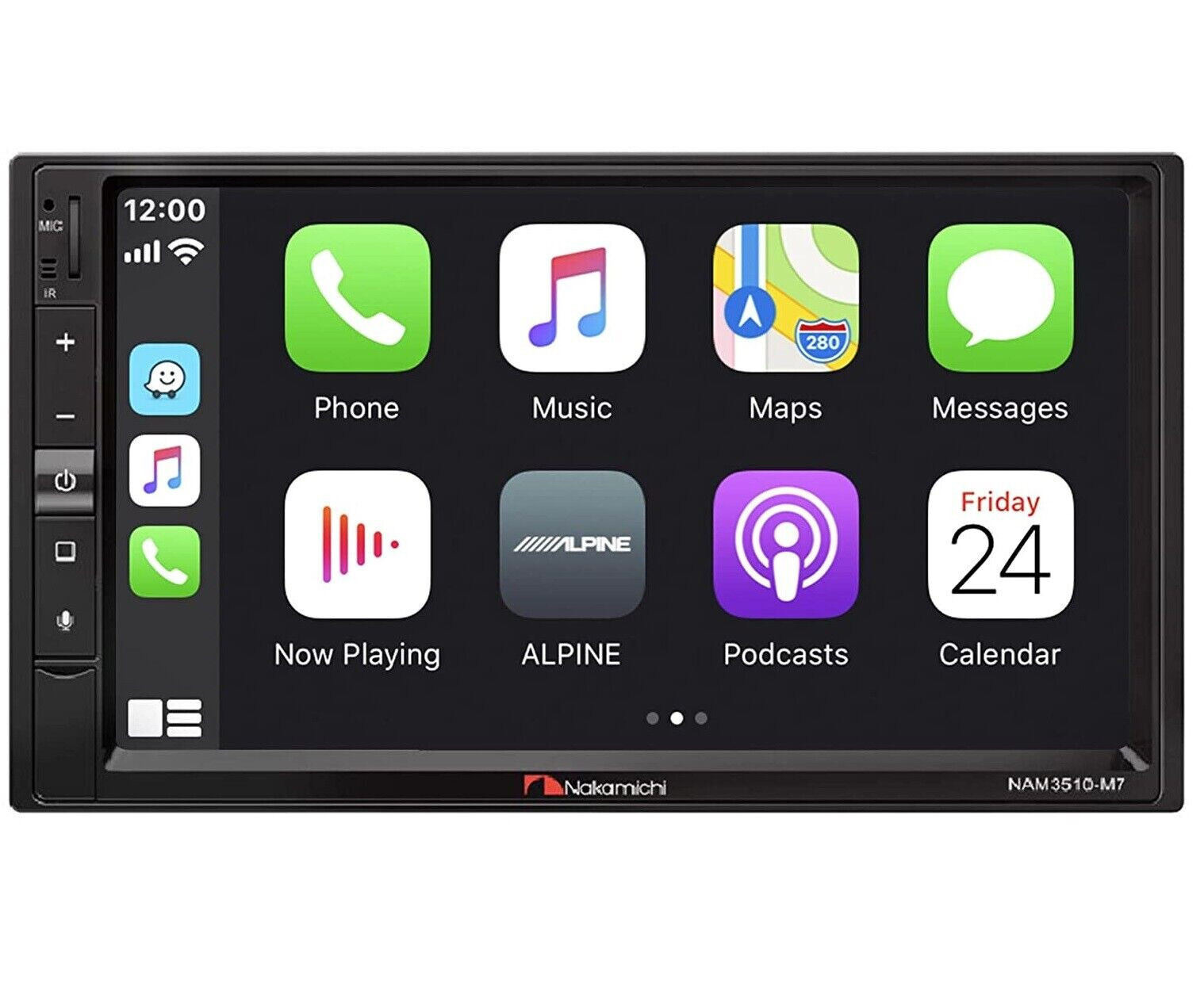 Nakamichi 7″ Touchscreen in-Dash Double-DIN Apply CarPlay & Android Auto Stereo