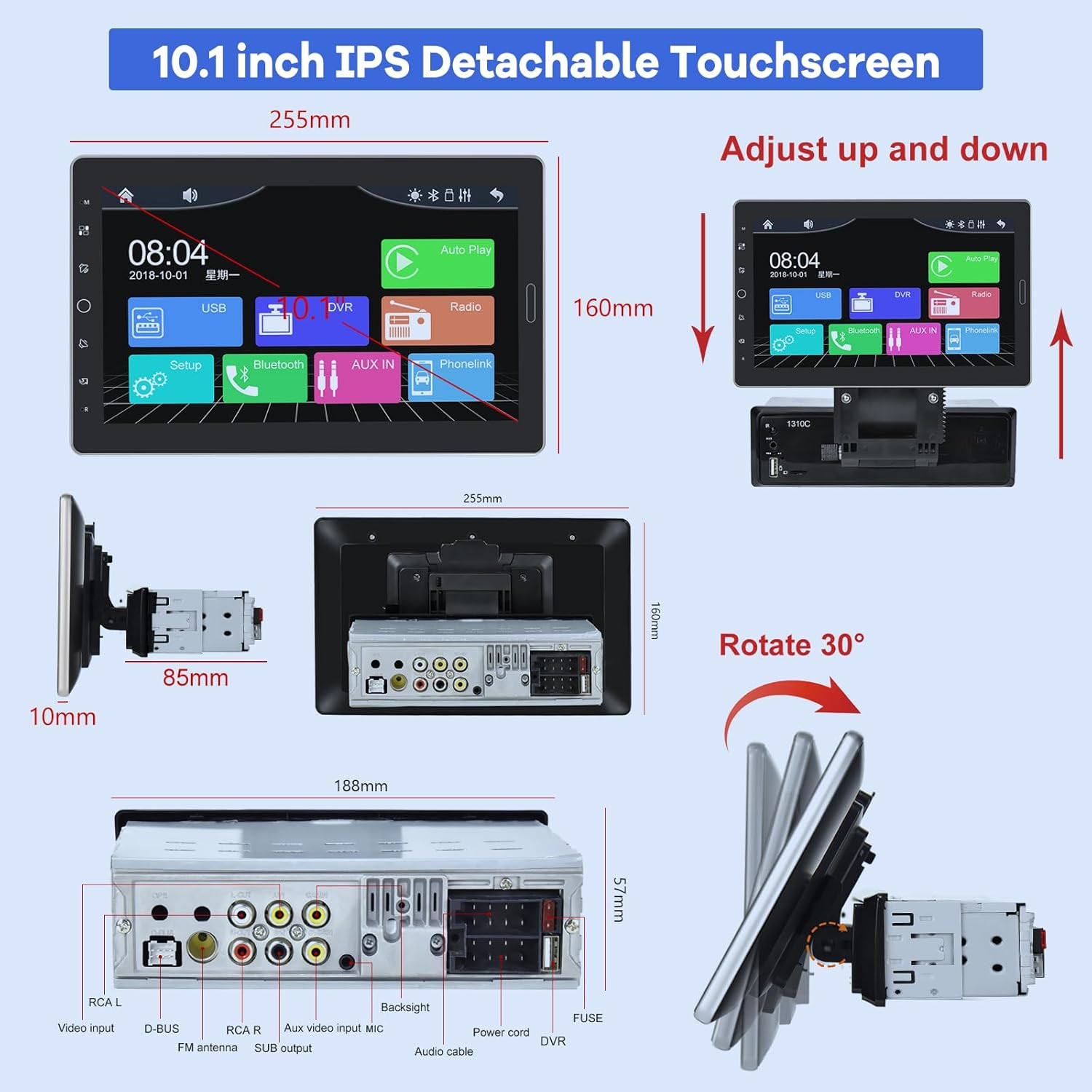 Estereo De Pantalla Para Coche Carro Subwoofer Con C�Mara Auto Screen 10.1 NEW