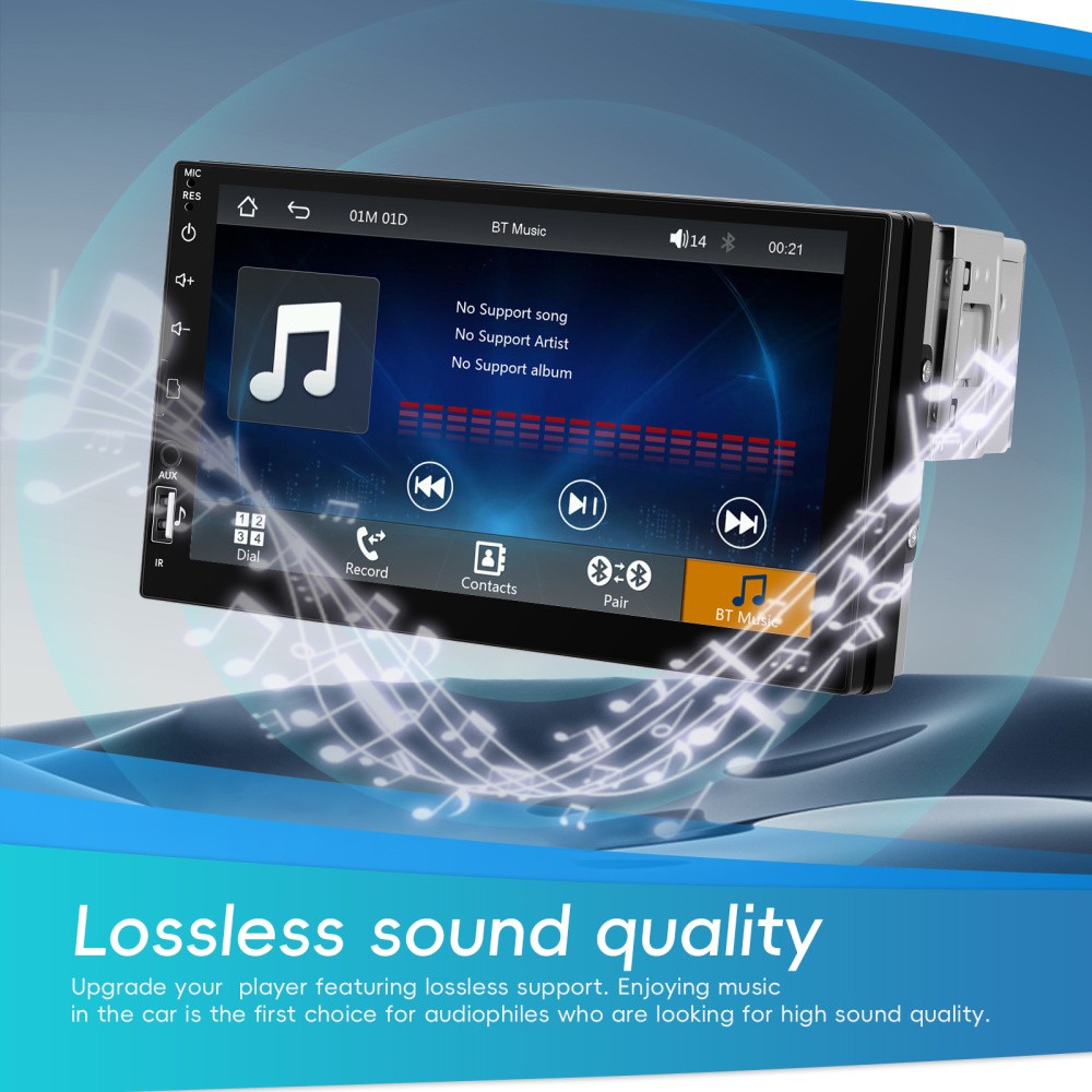 7″ Single 1Din Touch Screen Car Stereo Radio USB BT Android auto Carplay +Camera