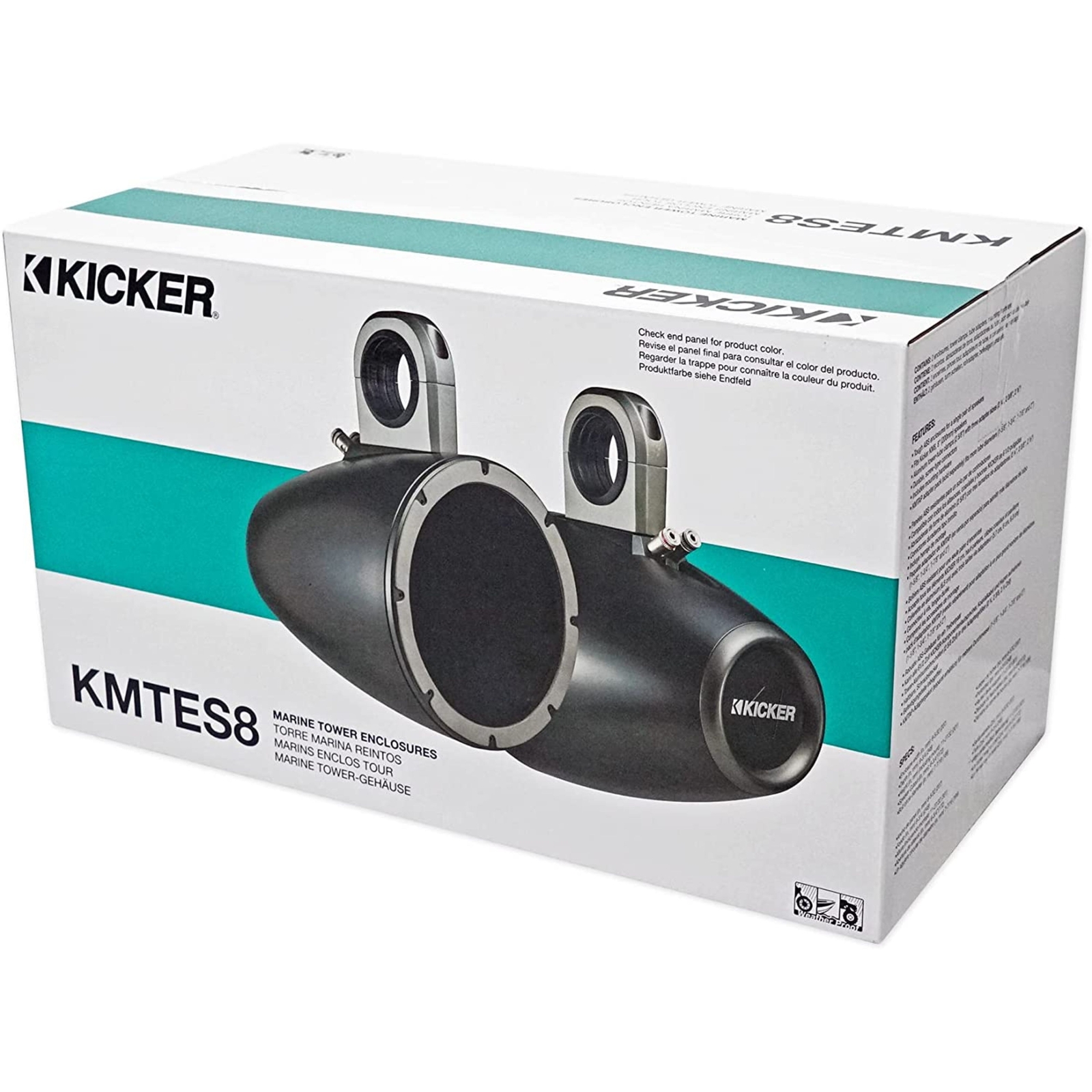 Kicker Pair of White 6.5″ Marine Wakeboard Tower Speaker Enclosures 12KMTESW