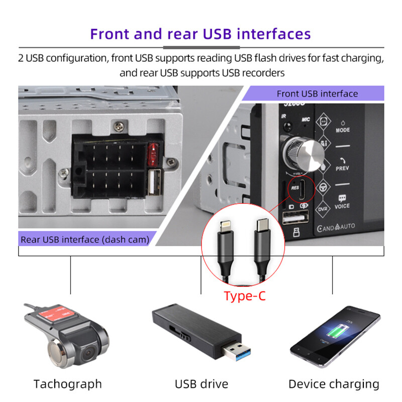 5.5″ Single 1 DIN Car Stereo Radio Bluetooth Apple Carplay Touch Screen Voice/FM