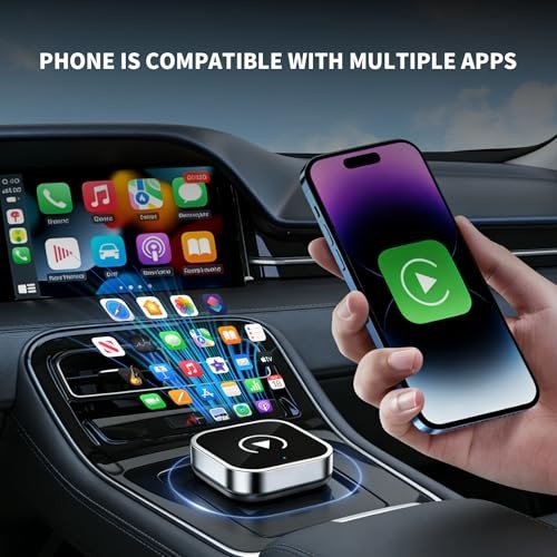 Wireless CarPlay and Android Auto Adapter, Ultra-Compact Aluminum Design with