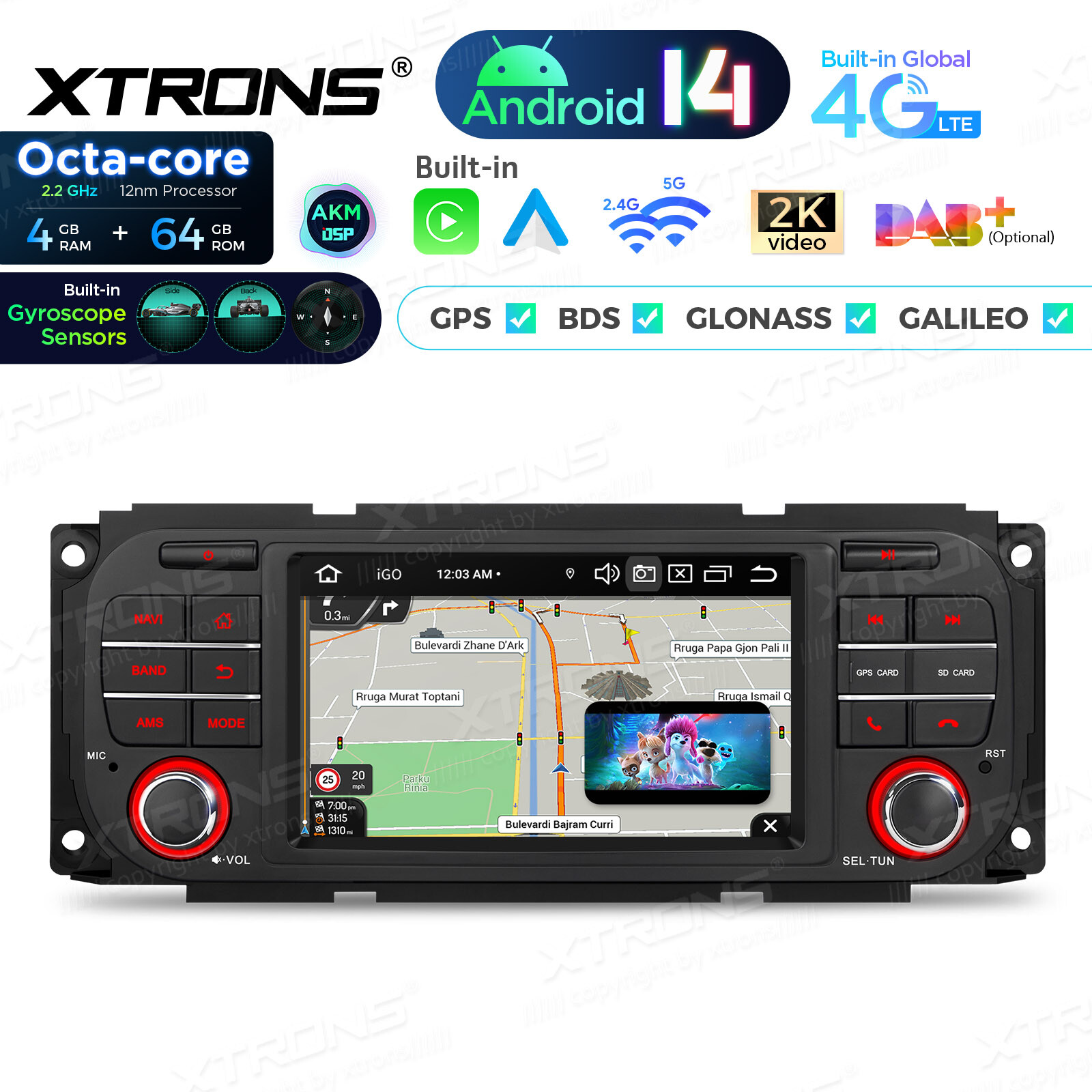 Android 13 8Core 5″ Car GPS Radio Stereo 4G LTE For Jeep Wrangler Dodge Chrysler