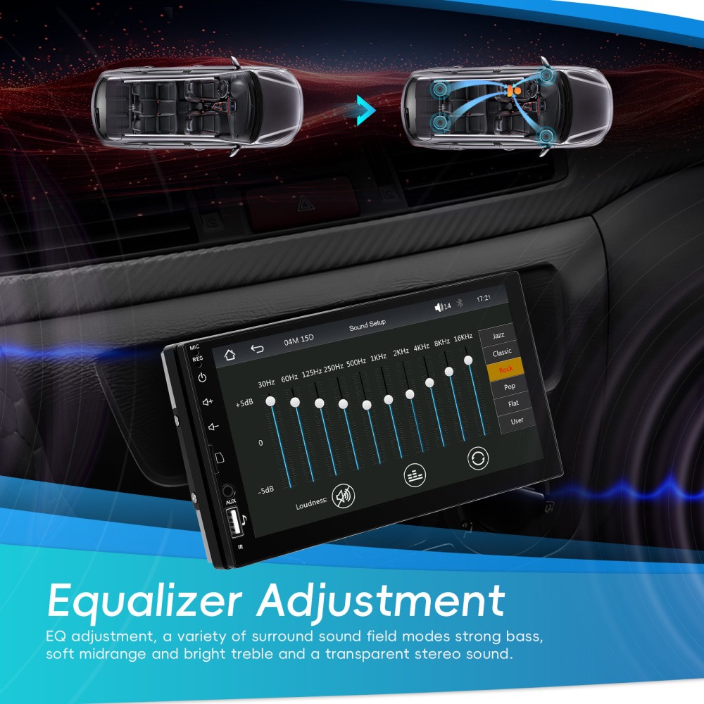 7″ Single 1Din Touch Screen Car Stereo Radio USB BT Android auto Carplay +Camera