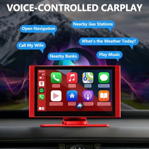 7″ Wireless CarPlay – Clearance! Android Auto Touchscreen | Portable HD Car red