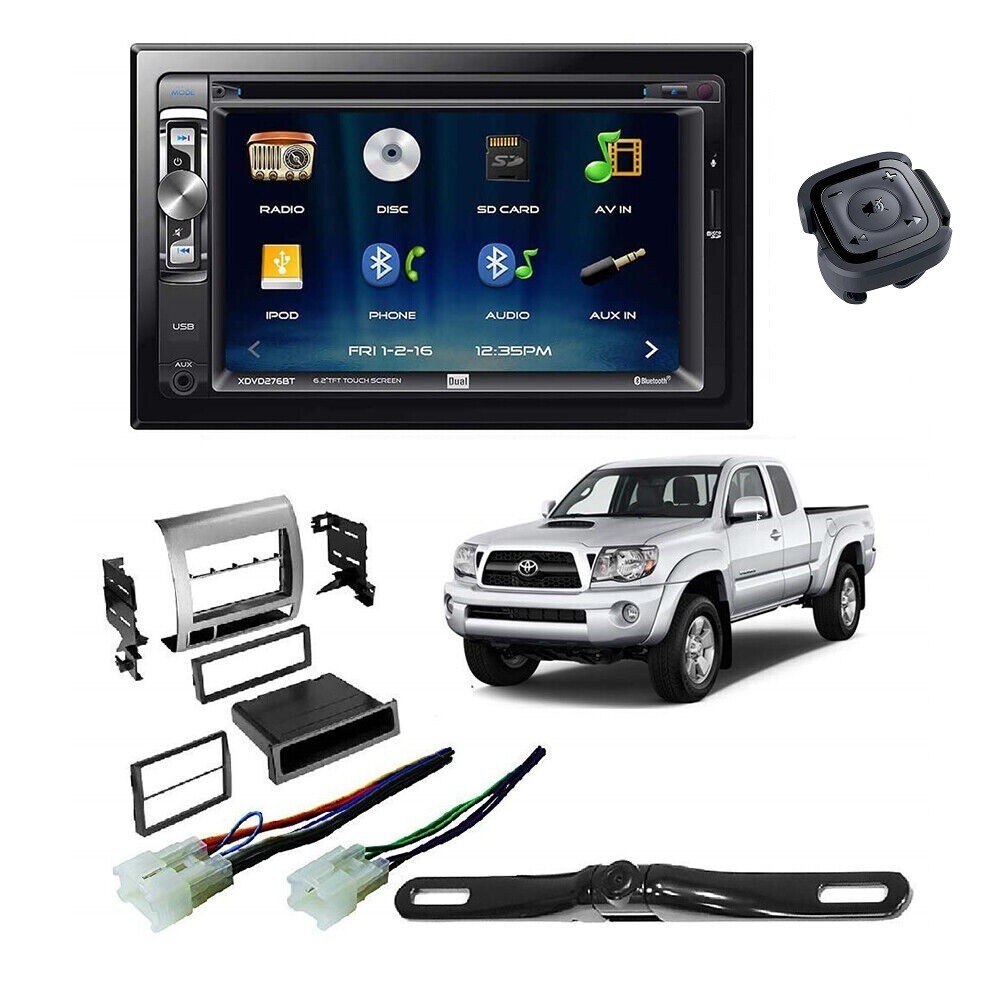 XDVD276BT Bluetooth Car Stereo, Camera + Install Kit for 2005-2011 Toyota Tacoma