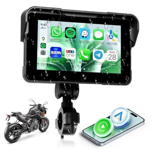 Motorcycle Wirelsss Carplay Android Auto Screen, 5 Inch Wireless CarPlay with