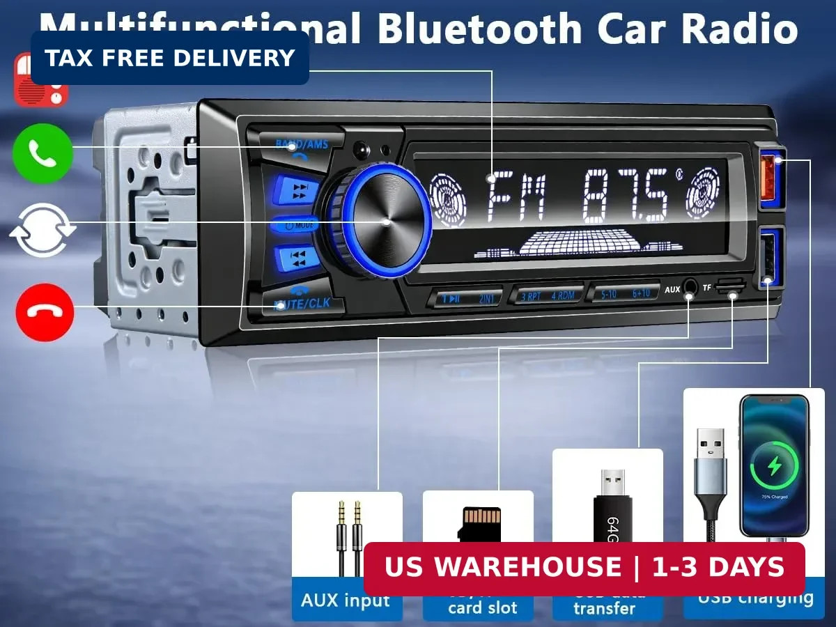 Car Radio Bluetooth Single DIN Car Stereo with Bluetooth,Car Audio with Push to