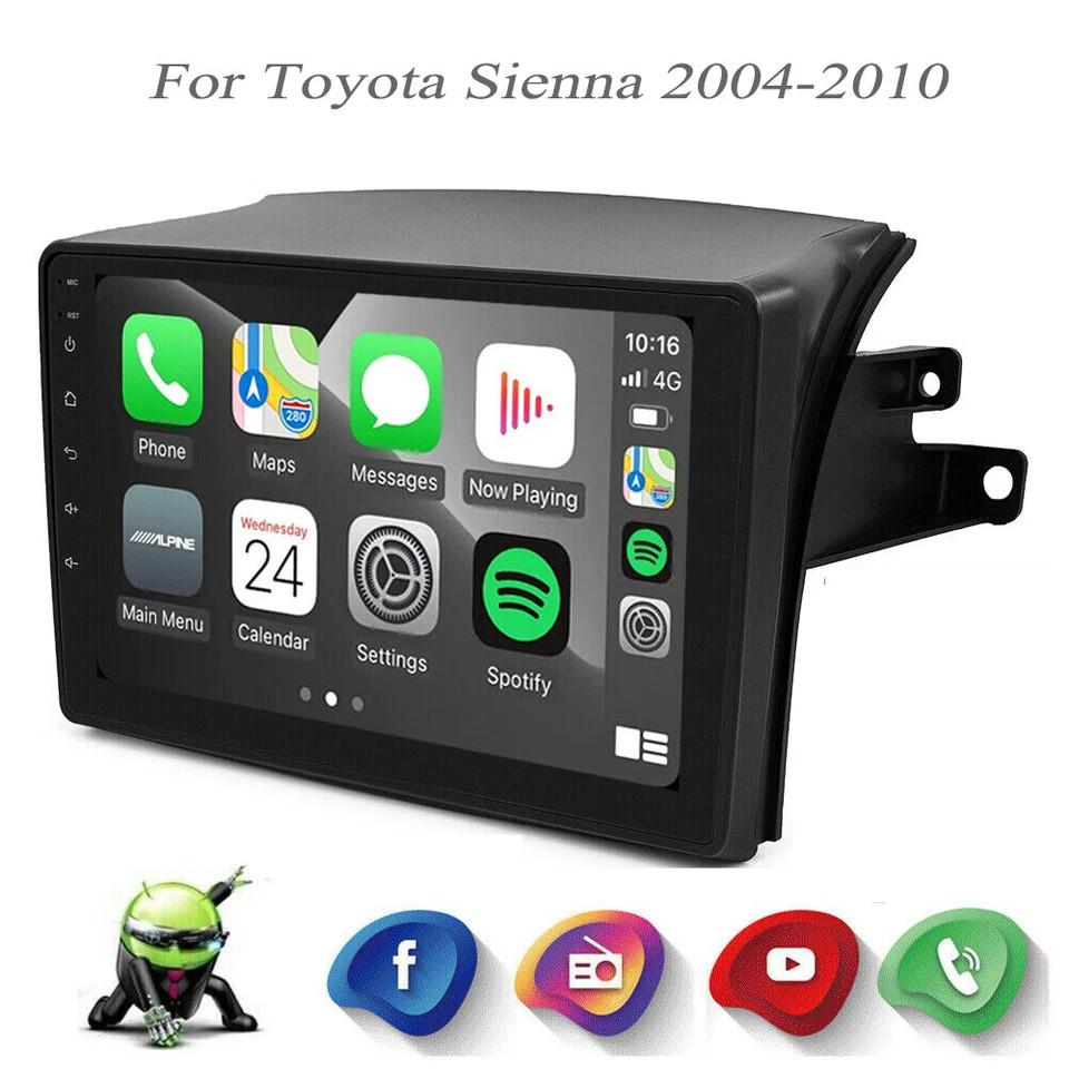 Apple Carplay Car Radio Stereo GPS WIFI For Toyota Sienna 2004-2010 Android 15.0