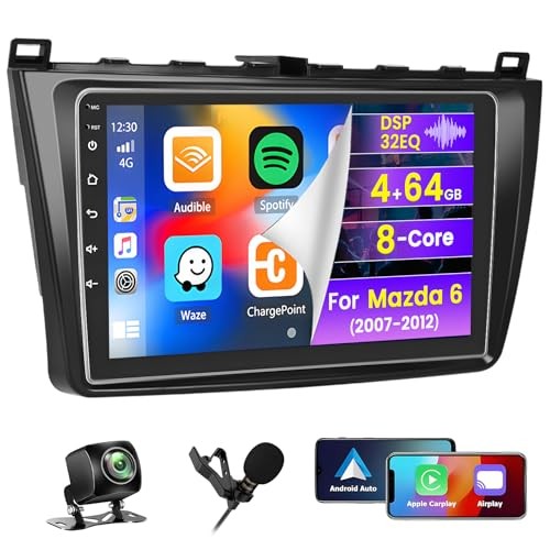 8 Core 4+64G Car Radio for Mazda 6 2007 2008 2009 2010 2011 2012, 9″ Touch