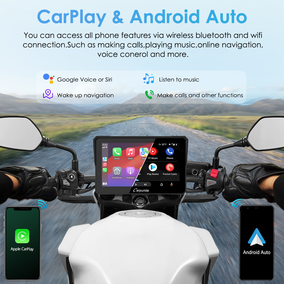 Carpuride W702Pro Wireless Carplay Android Auto Waterproof GPS with TPMS System
