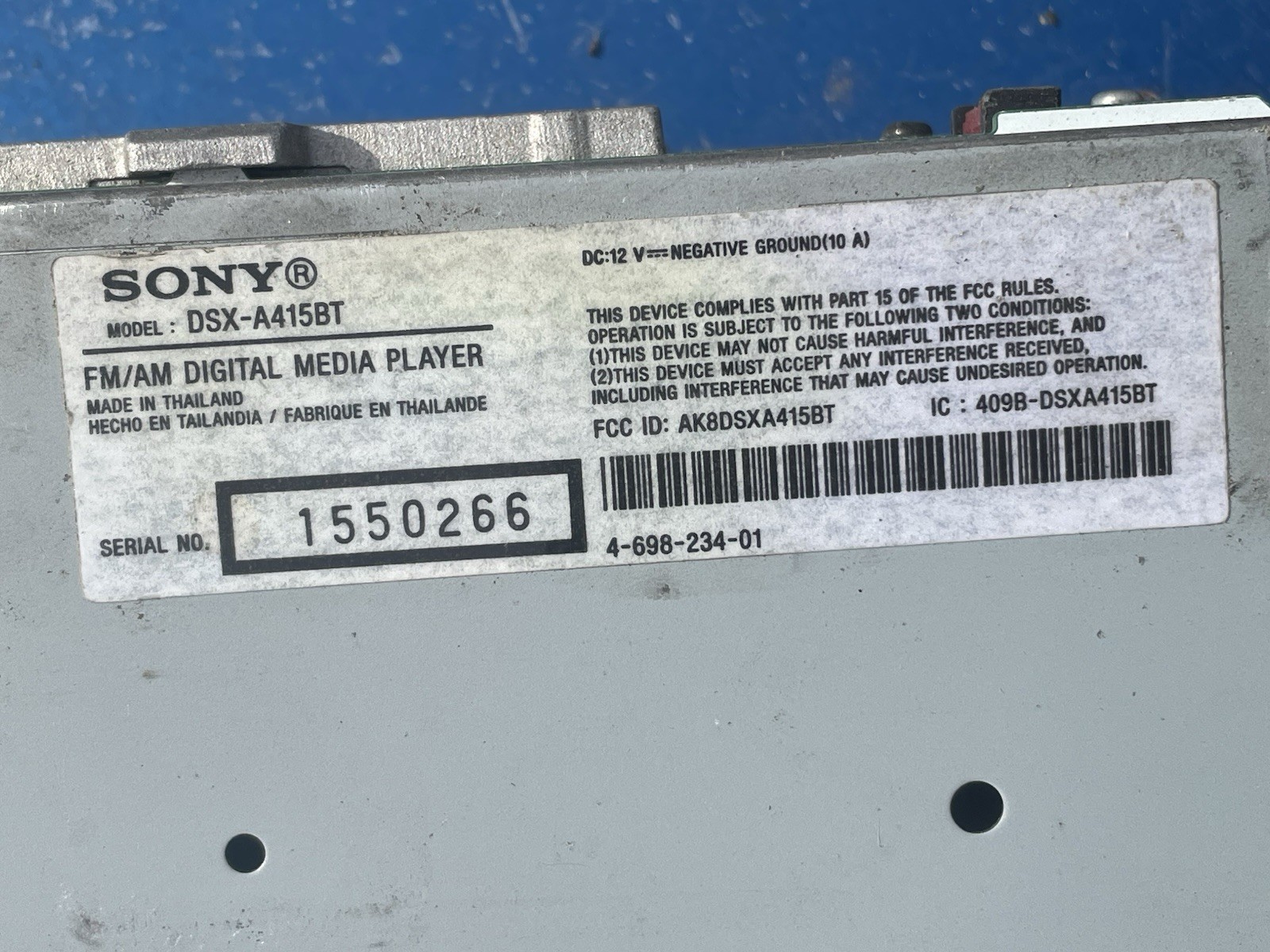 Sony DSX-A415BT Digital Media Receiver with Bluetooth – Tested Working