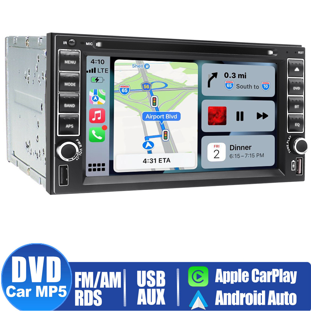 Apple Carplay Navi Car Stereo Radio DVD CD Player For standard Double Din camera