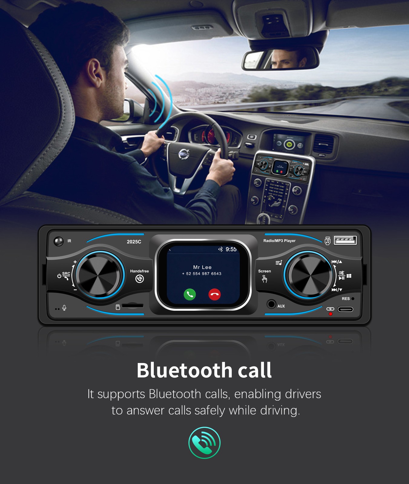 Car Stereo Single 1 DIN Radio MP3 Player Bluetooth AUX USB AM FM Audio Receiver