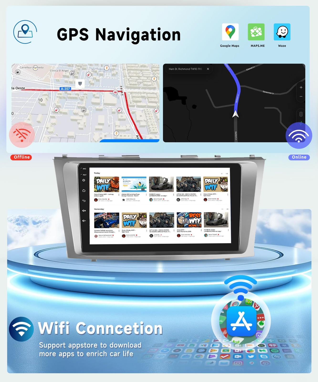 8 CORE 6G+128G Android 13 Car Stereo for Toyota Camry 2006 2007 2008 2009 2011 w