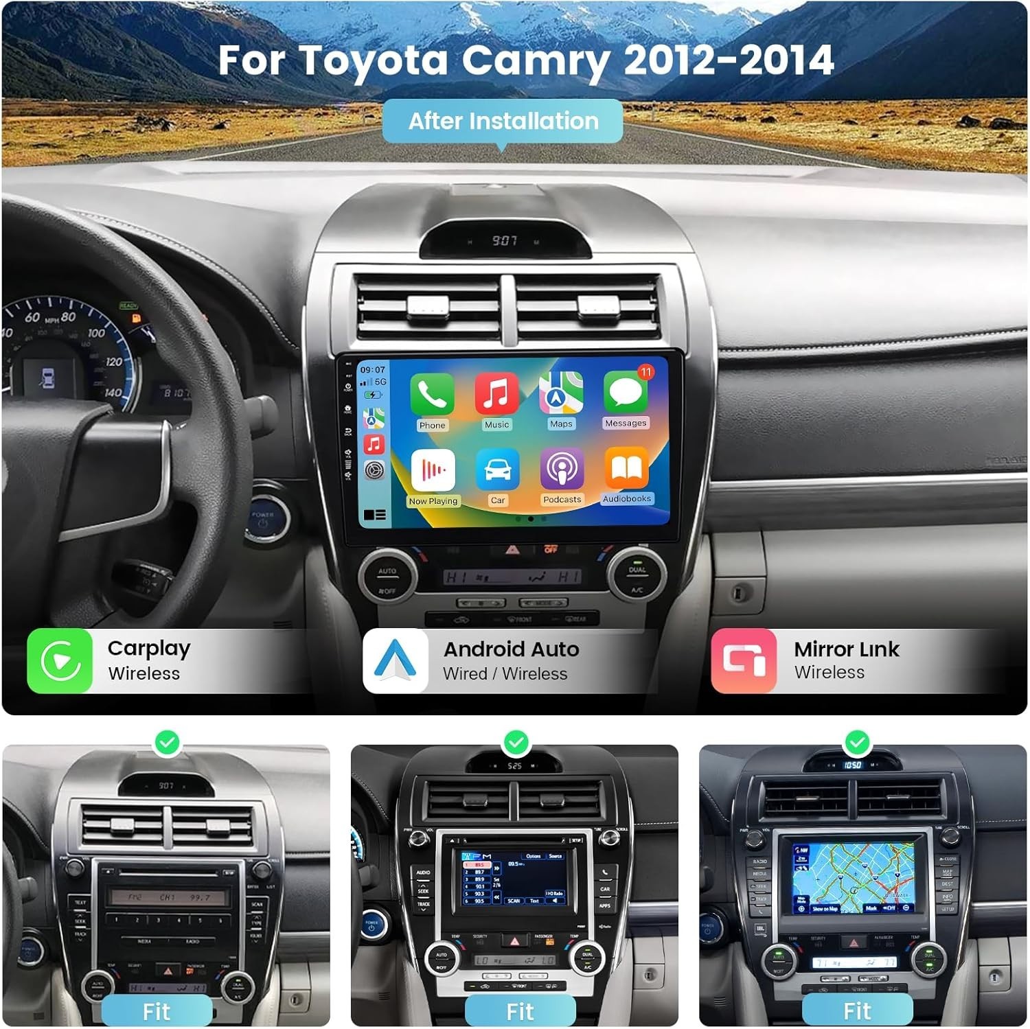 Roadanvi Android 12 Car Stereo or Toyota Camry 2012-2014 Touch Screen X12 Radio