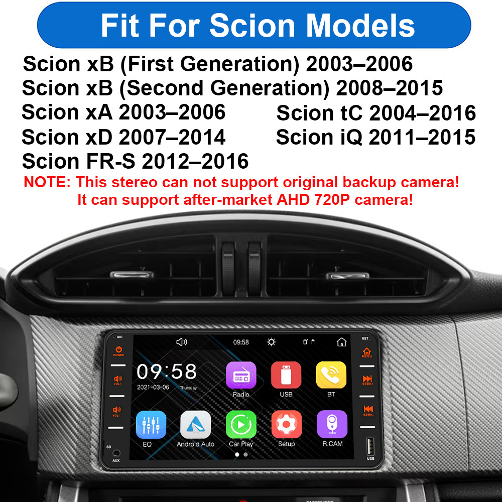 For Scion xB 2003–2006 Car Stereo Touch Screen BT Radio Apple CarPlay GPS+Camera