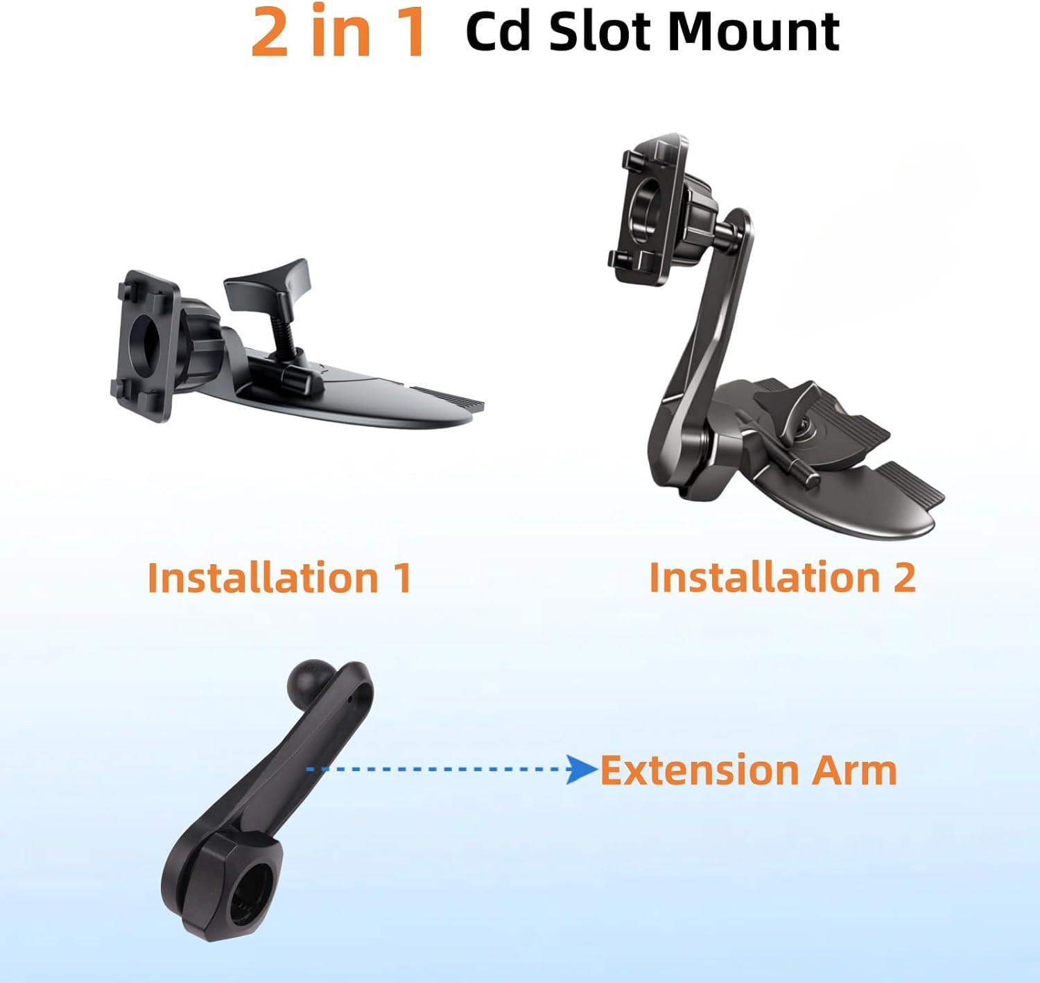 Extended Arm CD Slot Mount for Carplay Screen Adjustable 360° Rotating Universal