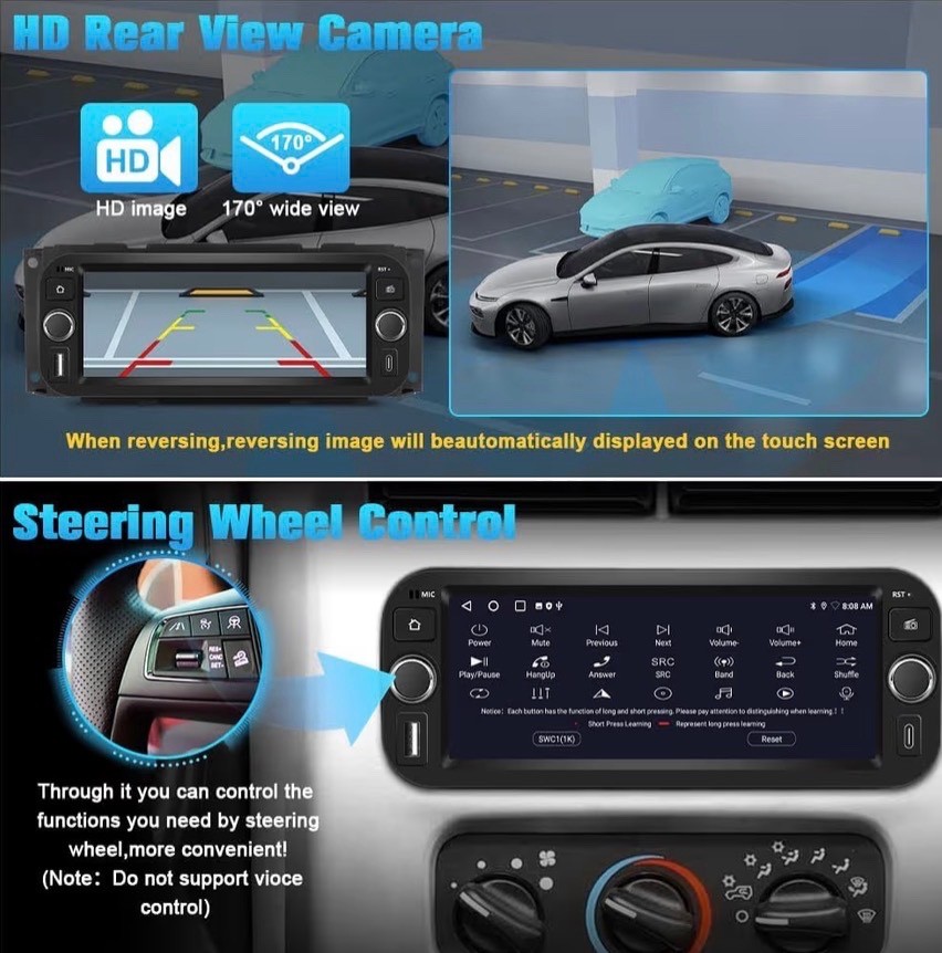 Car Stereo for Jeep Wrangler 2003-2006 Dodge RAM2002-2005 GPS 2+64GB AndroidAuto