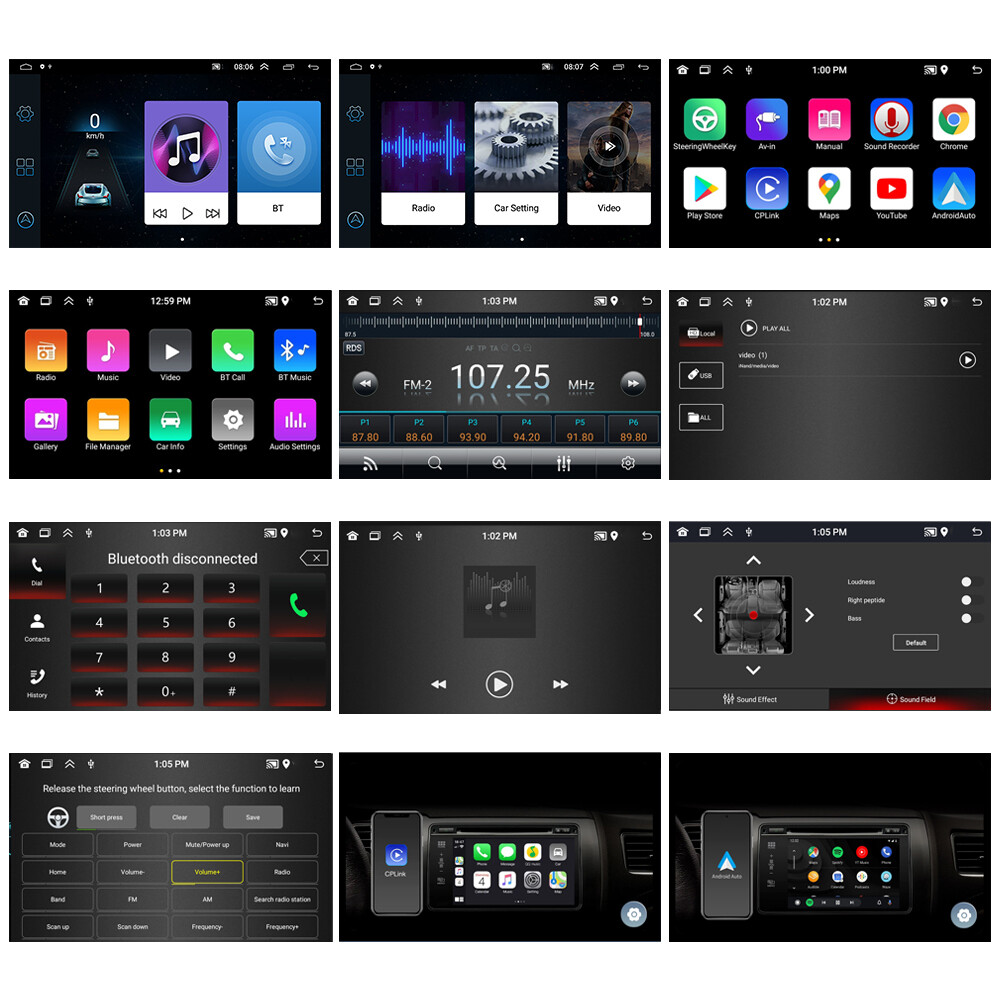 7″ Single 1Din 2+64G Android 15 Carplay Flip Out Car Stereo Radio WiFi Navi Cam