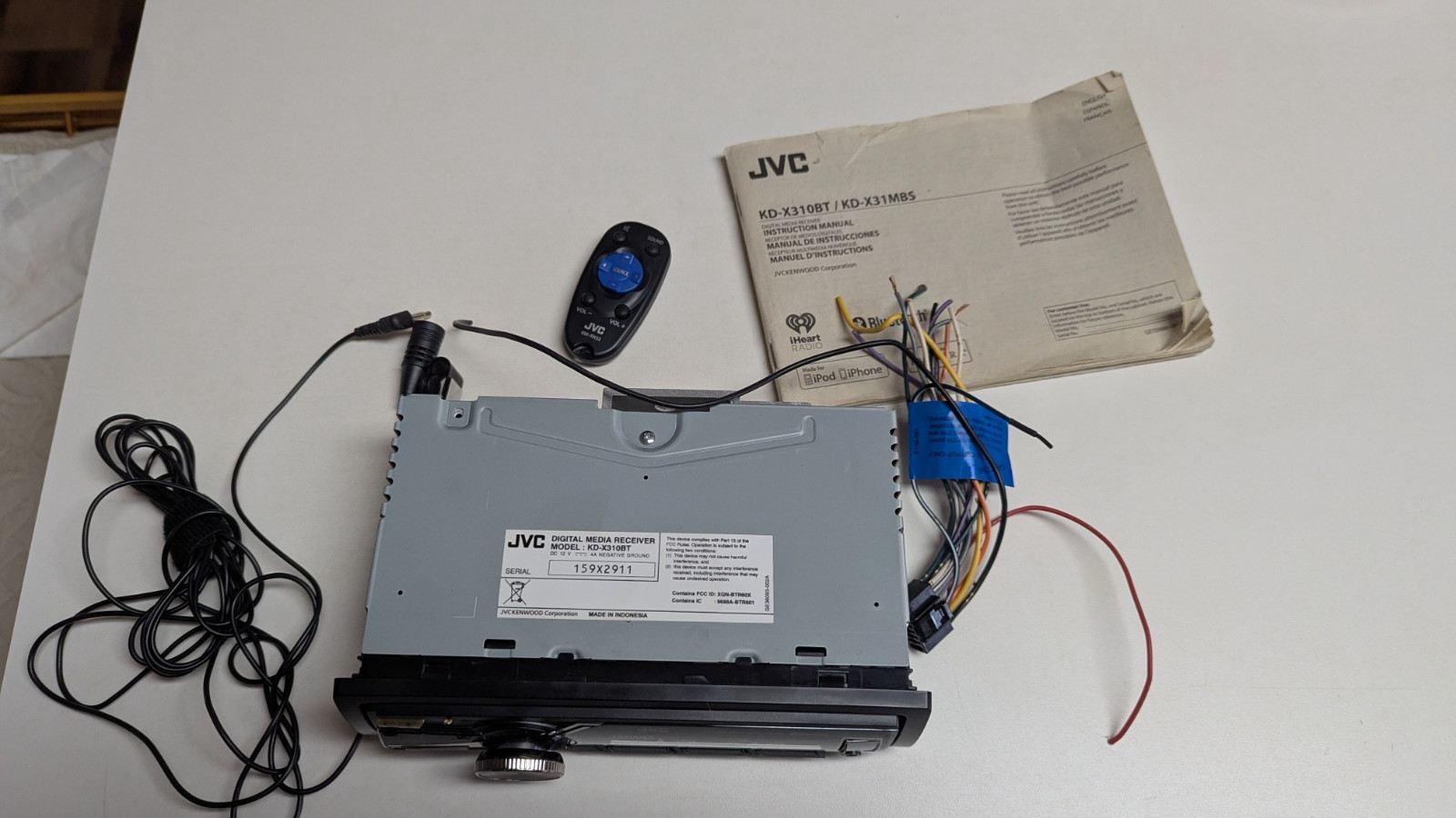 JVC KD-X310BT Bluetooth Media Player AM FM USB AUX