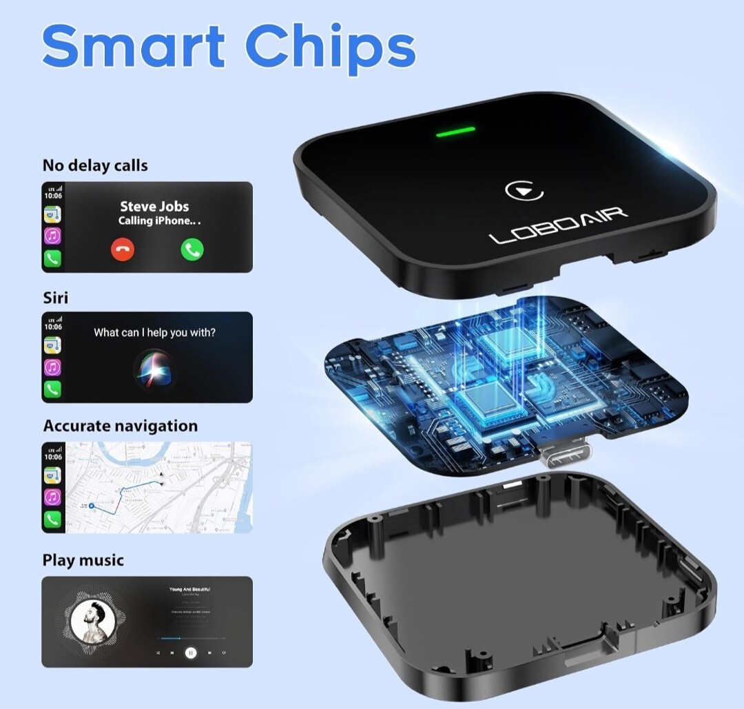 Carplay Automatic Adapter Converts Wired to Wireless Fits Cars 2015+ IOS 10+