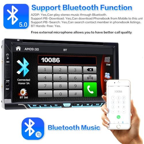 Double Din Car Stereo with CD/DVD Player, CarPlay/Android Auto 7″ Touch