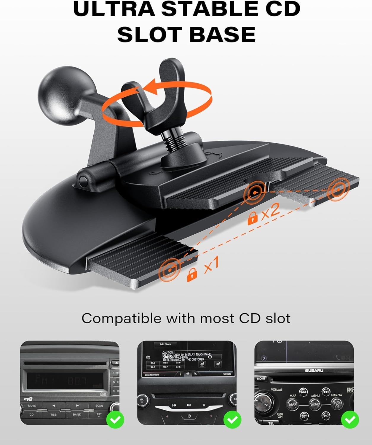 Sturdy CarPlay CD Slot Mount with 360° View for 7-11 Inch Screens – Quick Setup