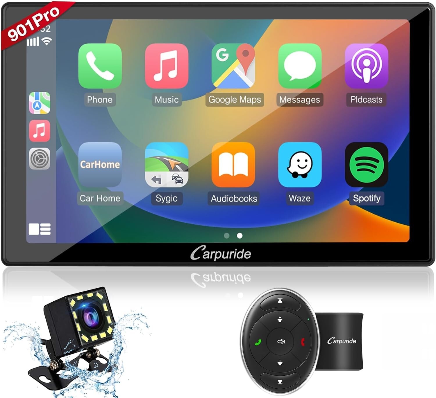 2023 Newest Portable Carplay BT Stereo Wireless Apple Android Auto Backu