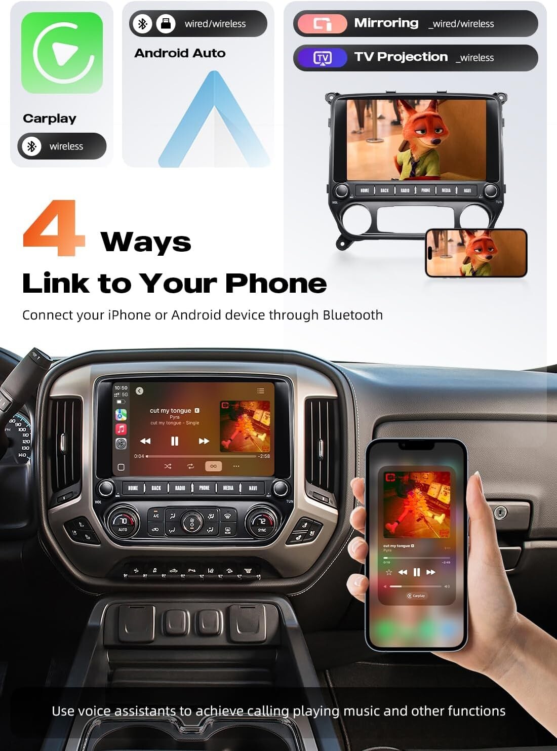 Dasaita 11.6″ Car Stereo for Chevrolet Silverado GMC Sierra 2014-19 FM/AM Radio